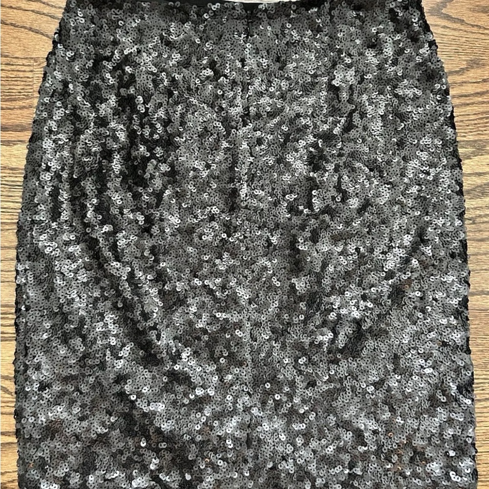 Talbots Black Full Sequin Covered Silk Pencil Skirt Size 4